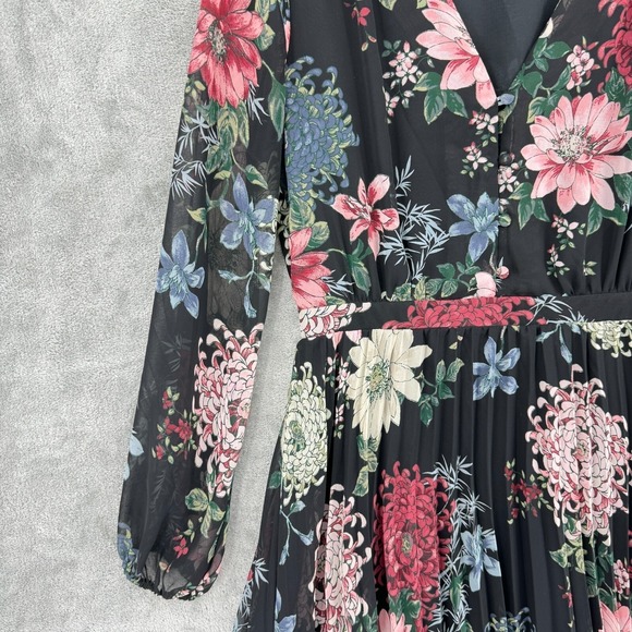 Dress Forum Dress Medium Pleated Floral Button Cottage Wedding V Neck Chiffon - Picture 5 of 15